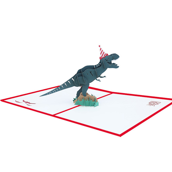 5 Julehilsner fødselsdagsdinosaur 3D lykønskningskort