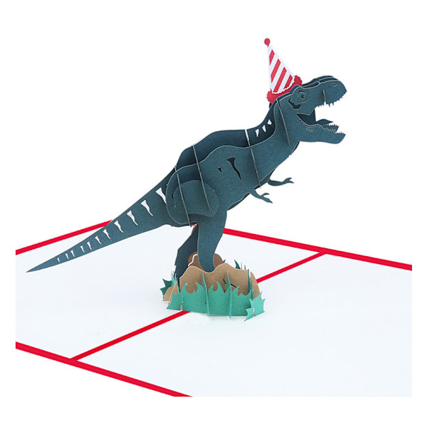 5 Julehilsner fødselsdagsdinosaur 3D lykønskningskort