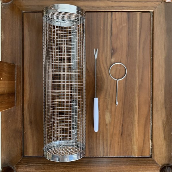2 stk 20 cm rustfritt stål, Mesh grillkurv