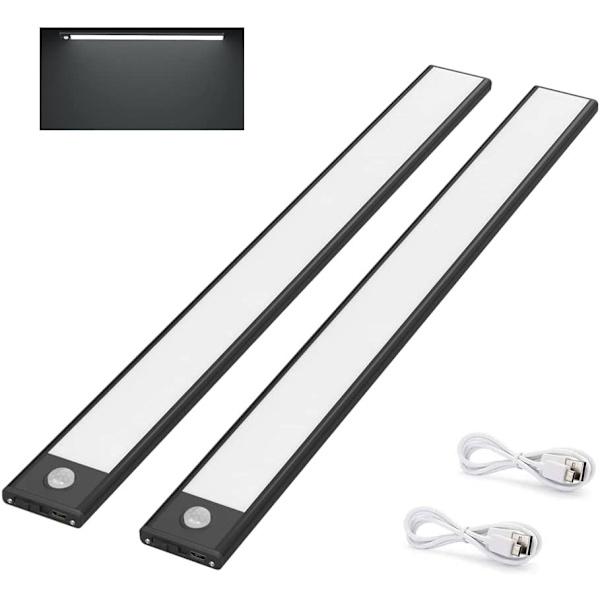 2 kpl kaapin valoa, 30 cm, langaton, USB-ladattava, liike