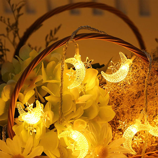 Moon Mini Star String Lights Batteridriven, 16,4ft 50led T