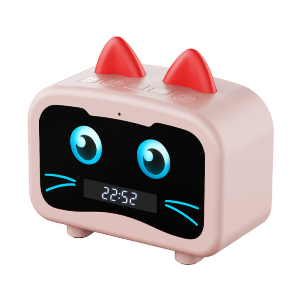 Barn tecknad kattform väckarklocka Bluetooth -högtalare LED Tab