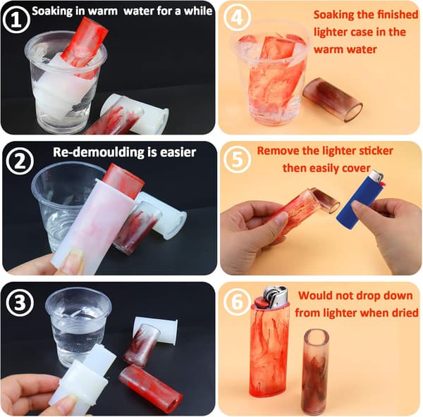 4PCS Lighter Resin Molds, Lighter Case Molds Epoxy Resin Lighter