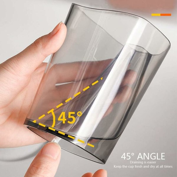 2-paks baderomsglass med 45° indre spor for tannbørsteholder
