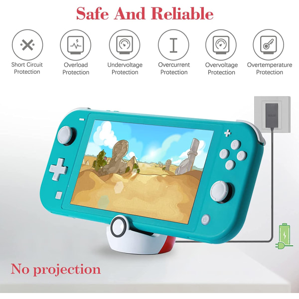 Mini ladestasjon for Nintendo Switch/Switch Lite/Switch OLED,