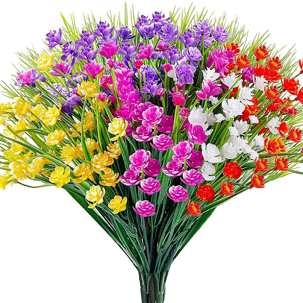10 stycken konstgjorda utomhusblommor, plastblomdeko