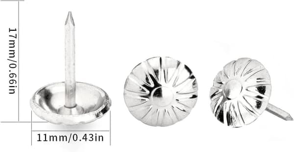 300 stk. Polstringssøm, 17x11 MM Sølv Dekorative Polstringssøm Retro Søm DIY Polstringssøm til Møbler Argent