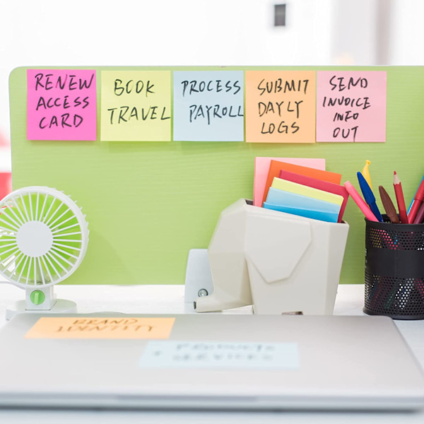 6 Lyse Farvede Sticky Notes, 100 Ark/Blok, Klæbende Problem Er Im