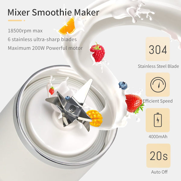 Bærbar fruktblender, Mini USB-blender for smoothie, milkshake