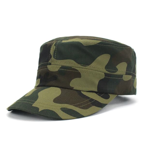 Camouflage flad top baseball cap (grøn), militær stil cap, Co