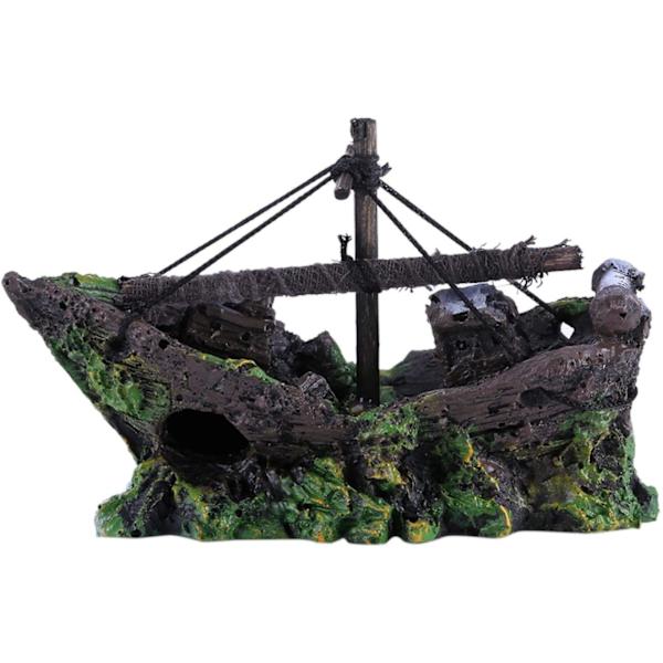 Kunstig harpiks akvarieornament akvarier skibsvrag fiskeri B