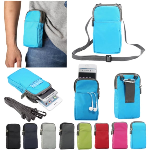 (Blå) Læder mobiltelefon taske, messenger tegnebog， Mobiltelefon pro