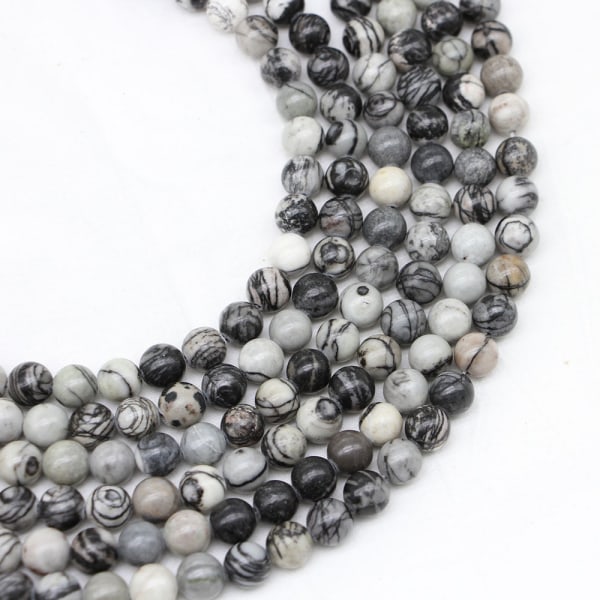 SKYBEADS Natural Black Veined Picasso Jaspis Beads for Jewelry M