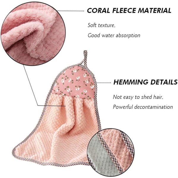 4 kpl Ripustustyyppisiä Käsipyyhkeitä, Paksu Korallivilla Käsipyyhe, Nopea