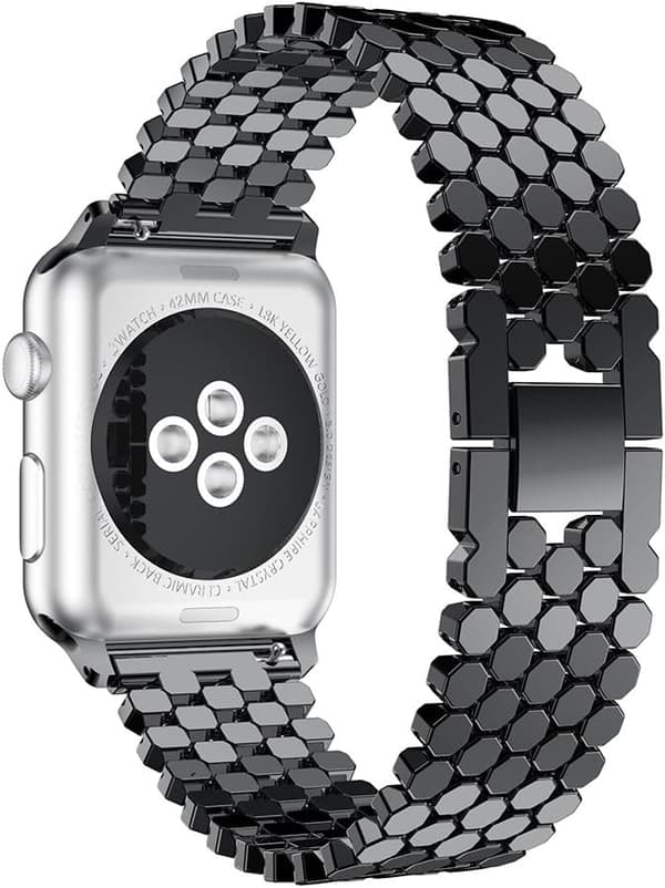 Sort - Rem til Apple Watch 38mm, Rustfrit stål iWatch Rem