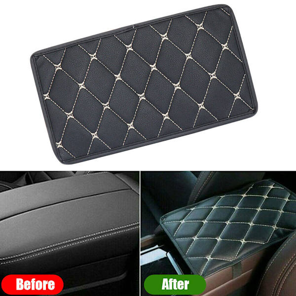 1× Bilarmrest Pad Cover Center Console Box PU Läderkudde