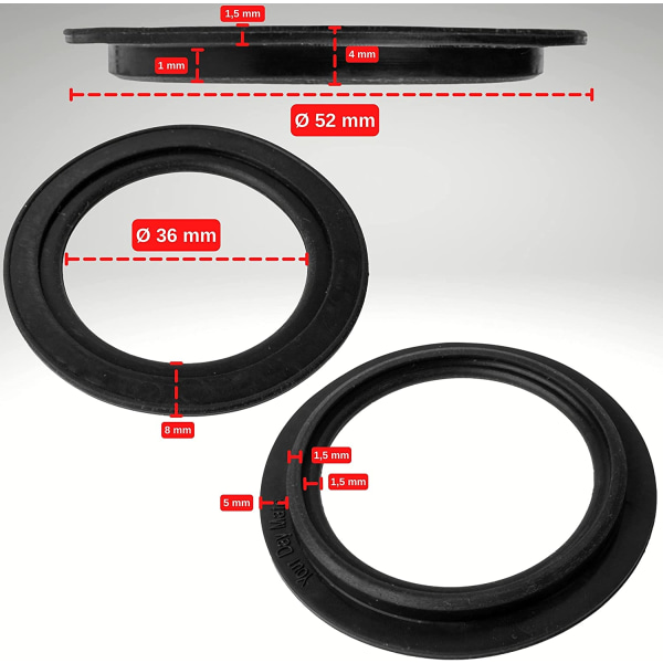 Silikonetætning til filterkurve, 5 enheder, udvendig Ø 52 mm, indvendig Ø