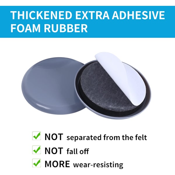 Möbelschieber für Teppich Blau, 4er Pack 4CM Selbstklebende Möbel