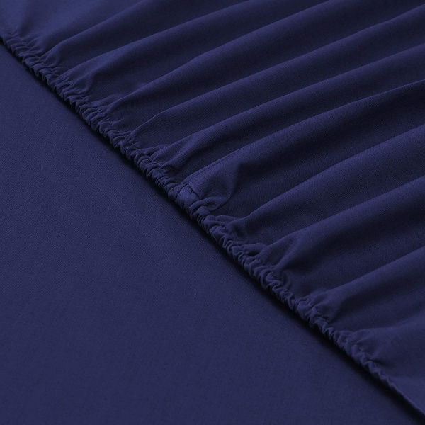 fitting laken 140 x 200 cm - Farge: marineblå 4 elastiske hjørner