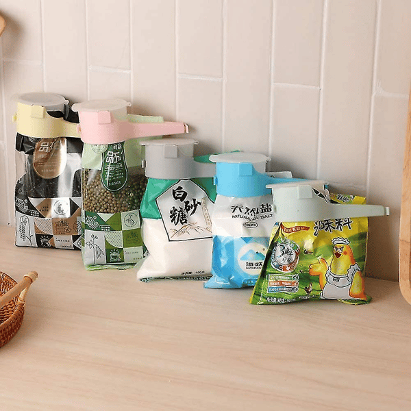 Matförvaringsklämmor med hällpipar, 4-pack matpåsklämmor