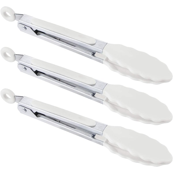 Mini Silicone Serving Tongs Set 21.5cm 8.46inch Snow White