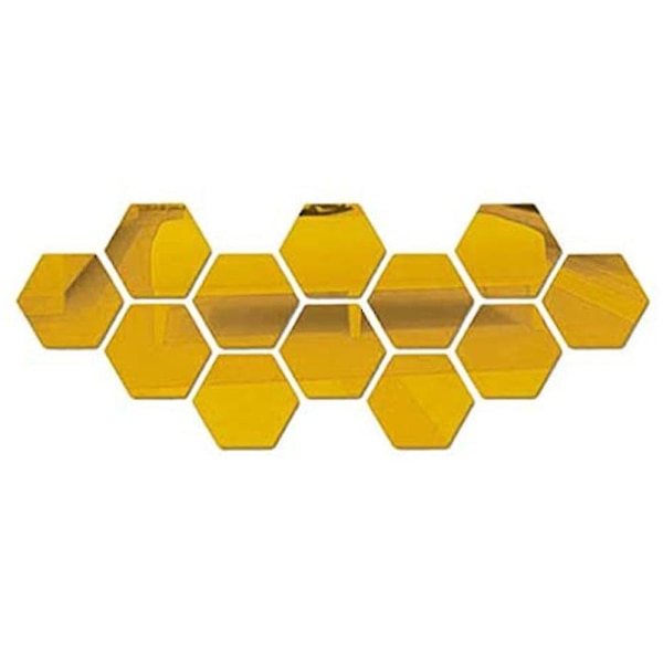 12 st silver spegel väggdekaler geometrisk hexagon spegel