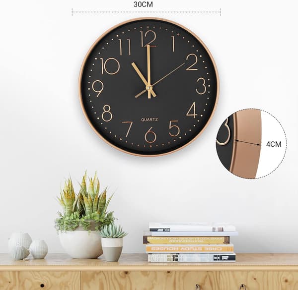 Modern tyst kvartsväggklocka 30 cm, överdimensionerade siffror rund vägg