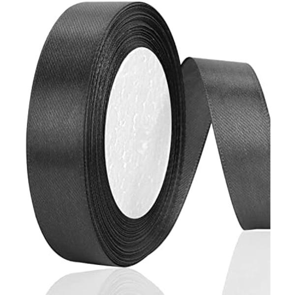 (Svart) Satängband, Vitt Dubbelsidigt Polyester Satängband 20