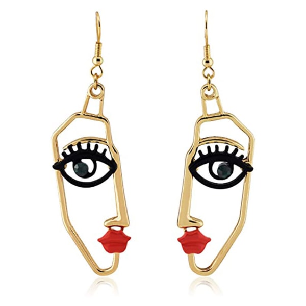 Kvinde Ansigt Statement Dangle Drop Øreringe Guld