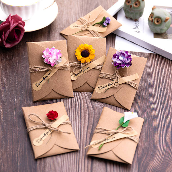 Retro Kraftpapper Torkade Blommor, DIY Kreativ Välsignelse