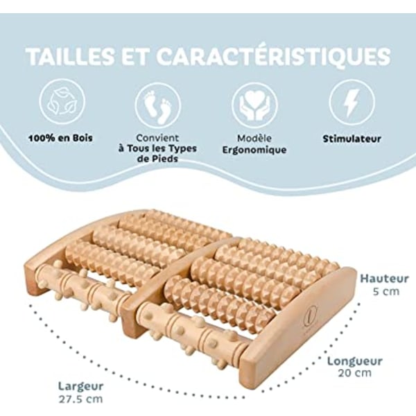 Trämassagerulle för fötter - Plantar reflexologi avslappnande