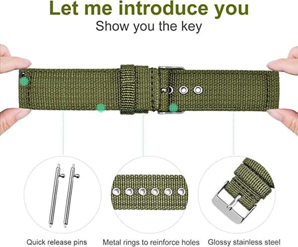 Militärgrön nylonklockarmband av hög kvalitet