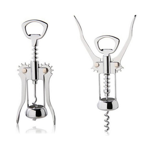 Set of 2 red wine corkscrews (silver) / corkscrew / open beer wi