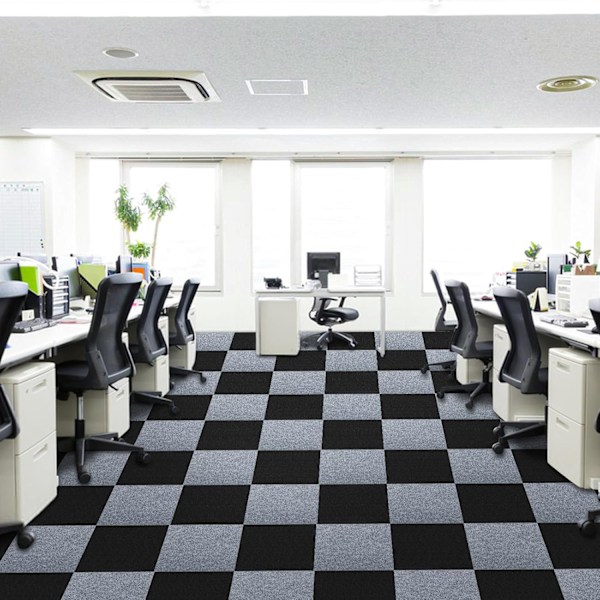 Teppefliser 30 x 30 cm Selvklebende Teppefliser Sklisikre Gjenbrukbare Teppeflater (10 stk) Black