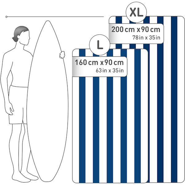 Mikrofiber Strandhåndklæde - Tyndt og let - Hurtigtørrende - Strandhåndklæde