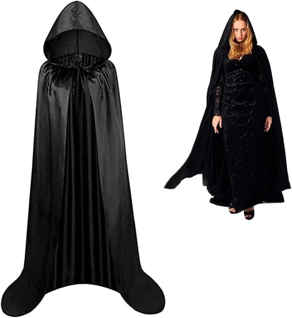 Halloween kostume, sort kappe med hætte, Darth Vader kappe (170 cm (eksklusive kappelængde)) black