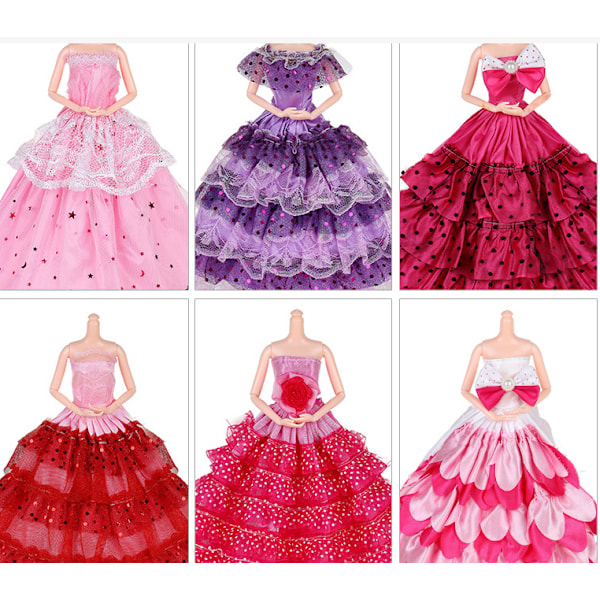 16 Barbie-nukkea Satunnainen Hääpuku Lyhyt Mekko Mekko Mekko E