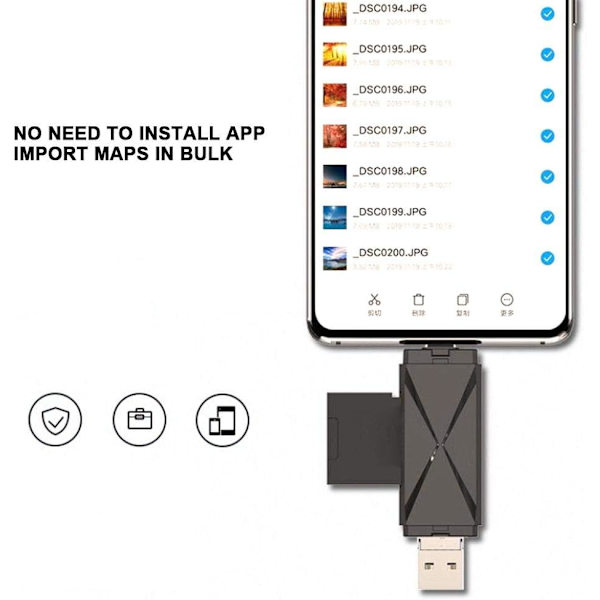 Typ C-kortläsare, USB 2.0 5 i 1 OTG-multikortläsare Konverter