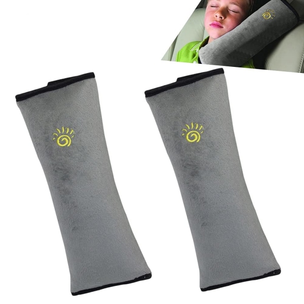 (Grå) 2PC Bälteskudde för barn, Baby Säkerhetsbälte Kudde, Säte