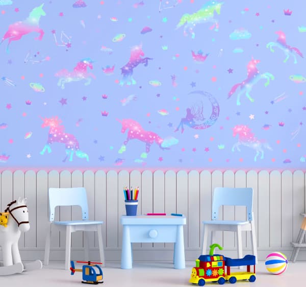 3 st väggdekaler Gradient Unicorn väggdekaler väggmålning Deca