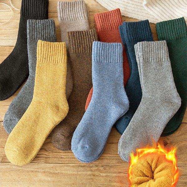 5 par strumpor för kvinnor i höst och vinter, plysch tjocka
