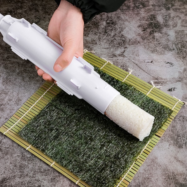 1 stk Sushimaskine Hvid Bazooka og Rullemaskine med Bambus
