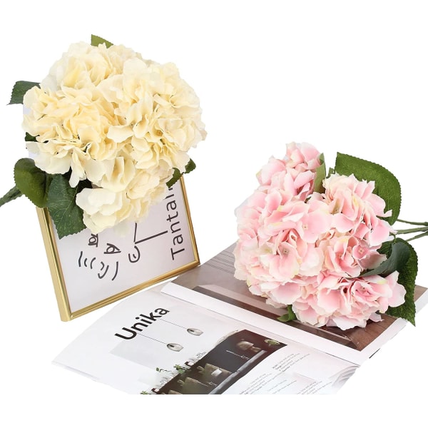 2 pakke kunstsilke hortensiablomster - til blomsterbukett, H