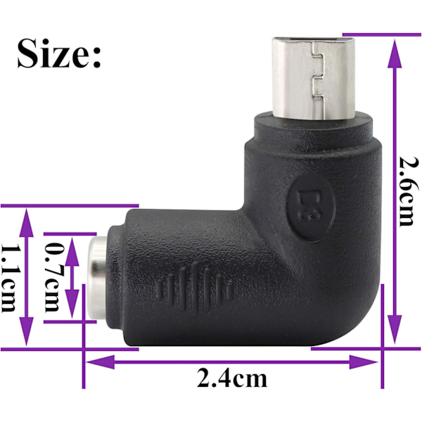 (2-pack-Micro) 90 Grader DC 5.5x2.1mm till Micro USB 5V DC Laddningskontakt för Mobiltelefon, Surfplatta