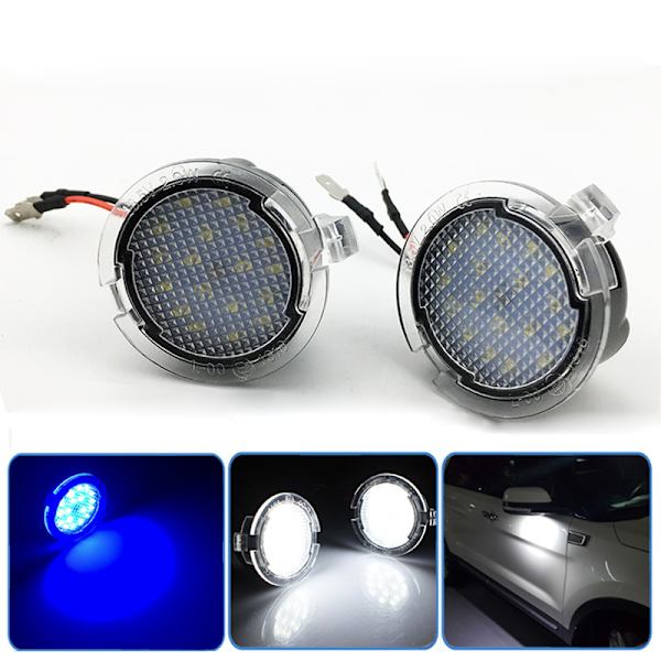 2 stk LED-lys under speil foran, bakspeil lys bil Si