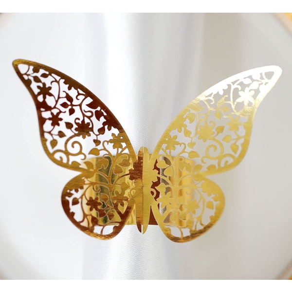 50 stk Papirservietringe 3D sommerfugl, servietring, bryllupslur