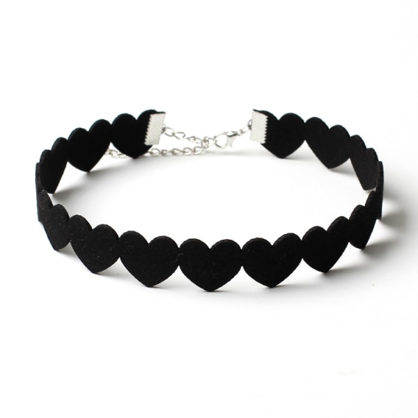 Kvinde Kærlighed Choker Ring (Sort), Ruskind Hjerte Choker Ring Gotisk P