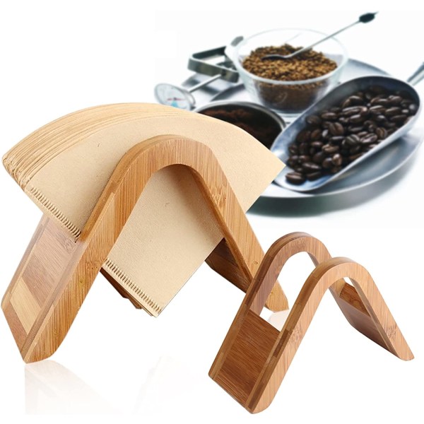 Kaffe-filterhållare, utan filterpapper, förnybar bambuträ