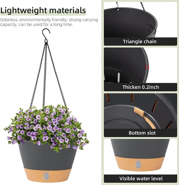 2-pack hängande planteringsset, 25,4 cm inomhus utomhus hängande växt