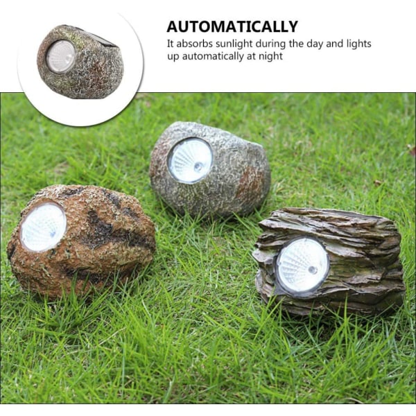 Solar Stone Lights Vanntett LED Garden Rock Ground Lamp Outdoo